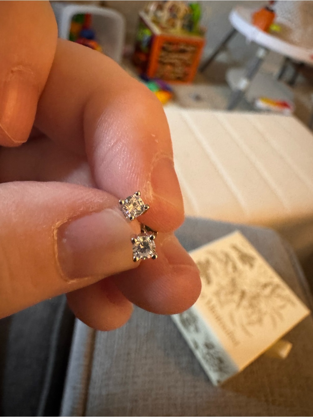 Sparkling Square-Cut Stud Earrings in Silver-Tone